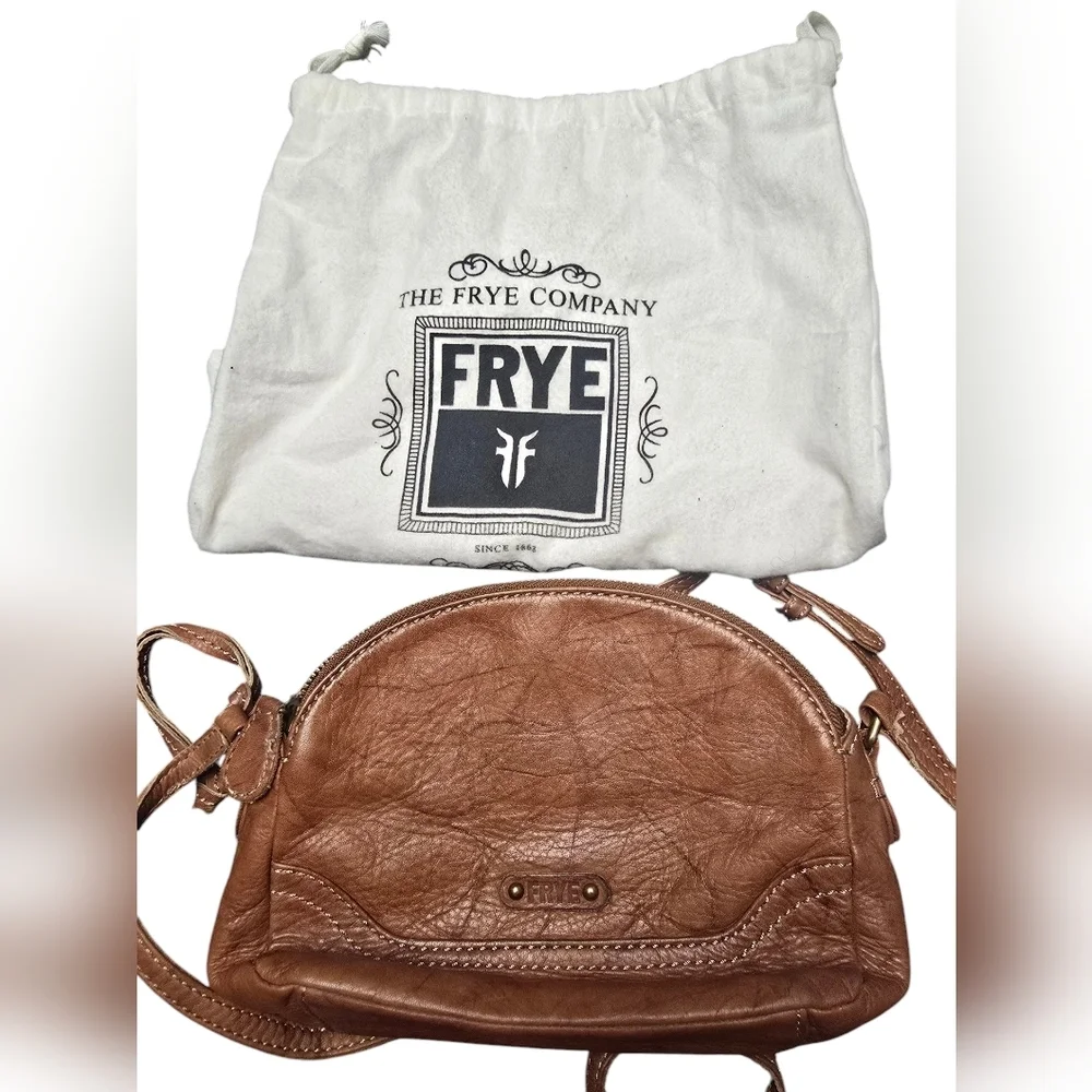 FRYE Leather Crossbody Distressed Brown Bag - Picture 4 of 12